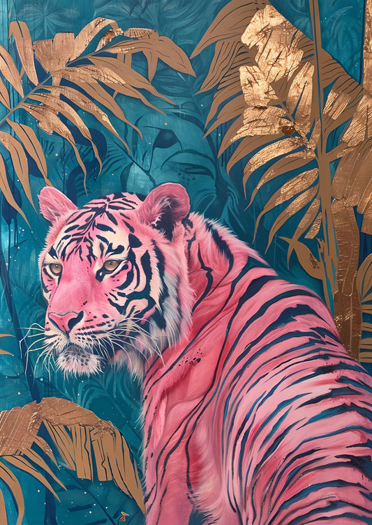 Velvet Jungle Ivory Empress – Big Cat Wall Art Poster Print, Modern Vibrant Tiger Design, Available Framed
