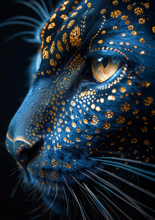 Midnight Majesty – Big Cat Wall Art Poster Print, Modern Contemporary Black Panther Design, Available Framed