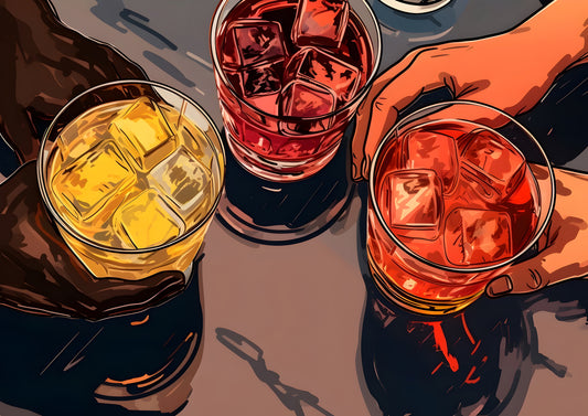 Nocturnal Nectar  – Cocktail Poster Print, Vibrant Home Bar Wall Art, Available Framed