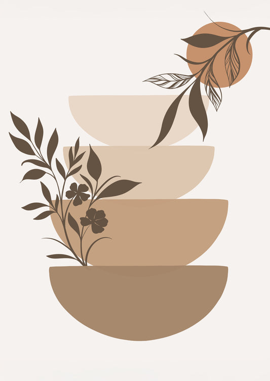 Harvest Balance - Boho Wall Art Poster Print, Contemporary Minimalist Earthy Design, Available Framed