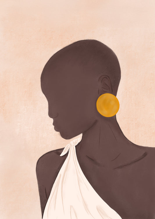 Rooted Grace – African Boho Wall Art Poster Print, Modern Cultural Minimalist Design, Available Framed