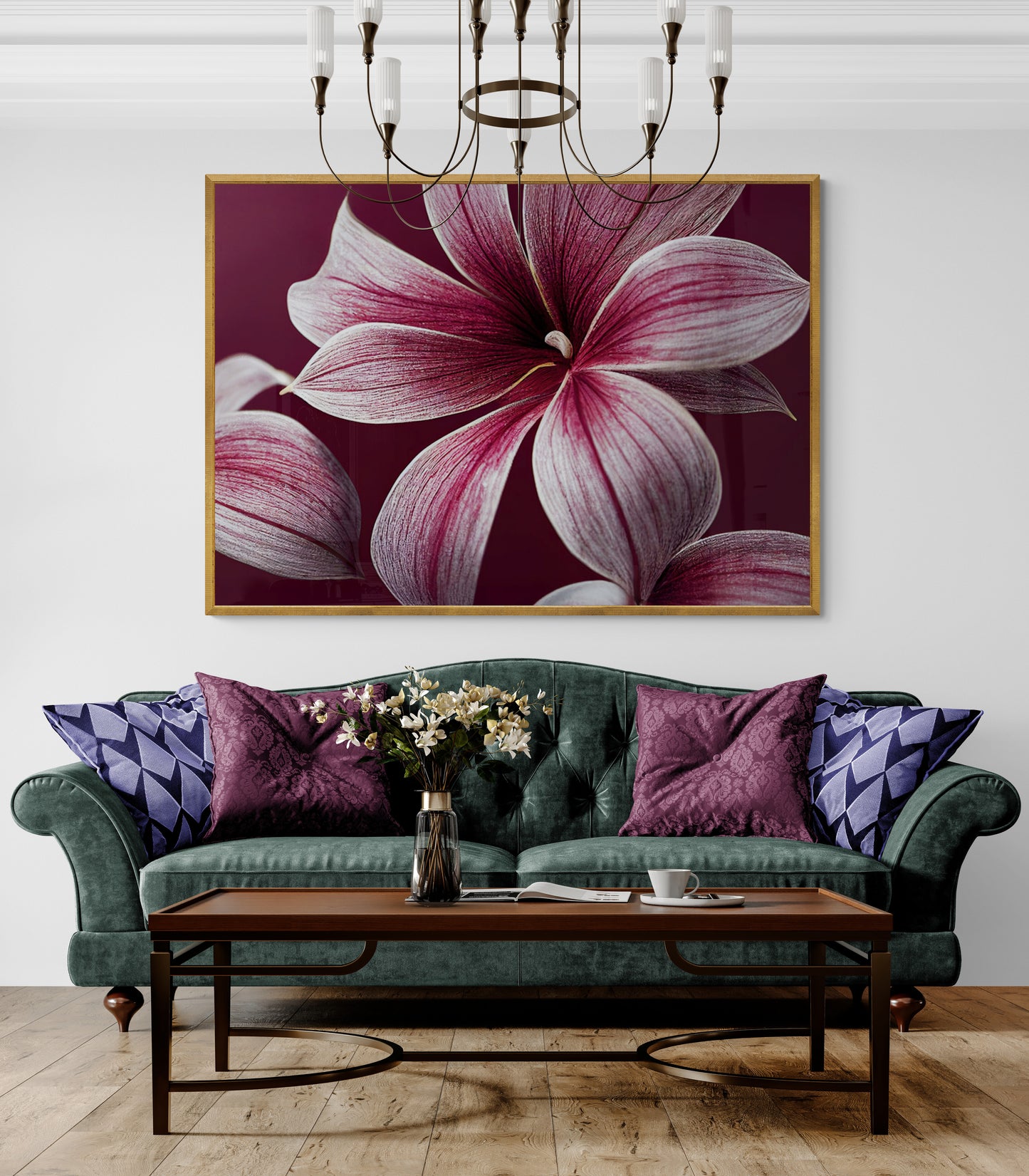 Laced in Velvet – Flower Poster Print, Vibrant Floral Botanical Wall Art, Available Framed