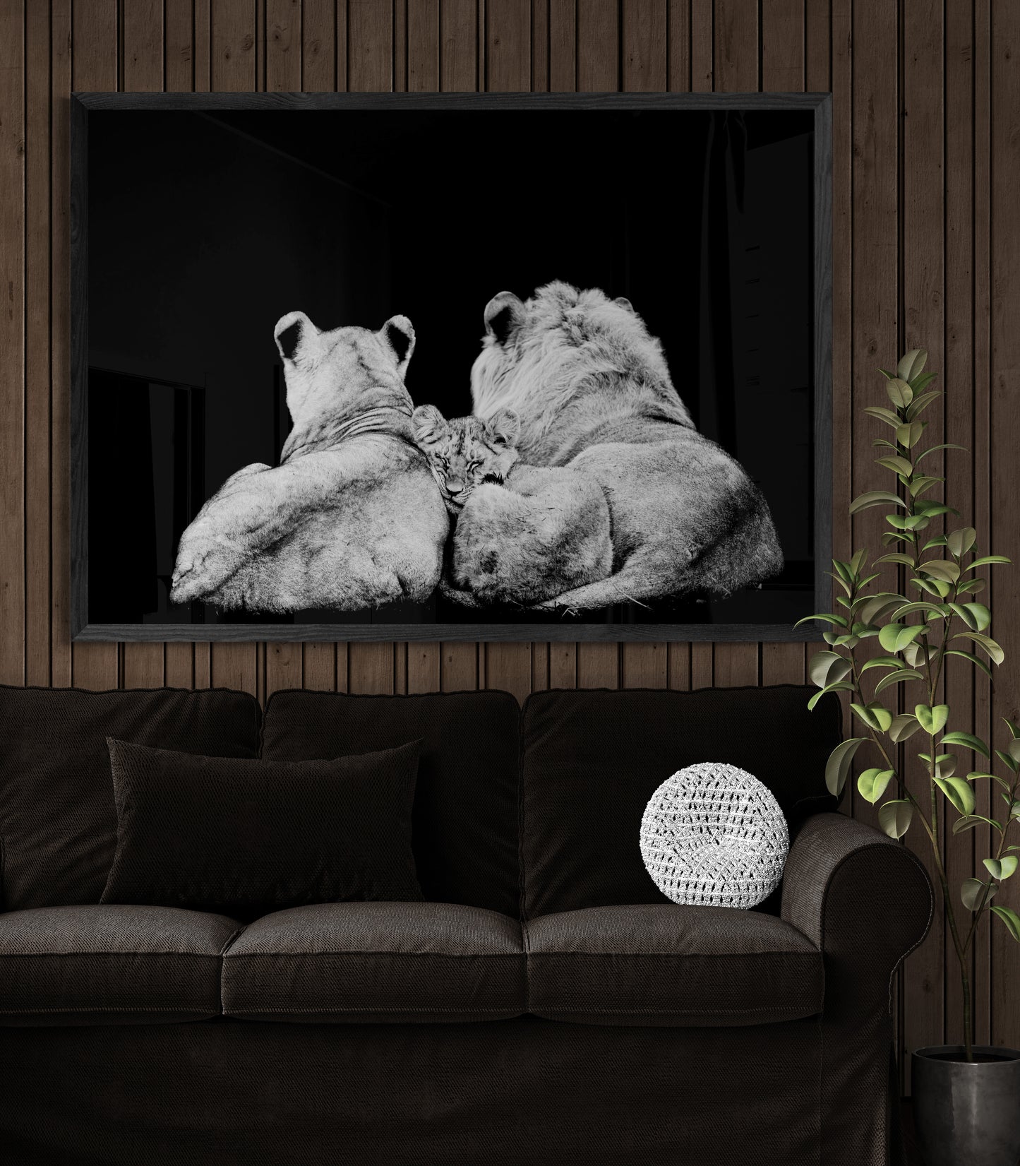 Royal Trio – Big Cat Wall Art Poster Print, Modern Contemporary Lion Design, Available Framed