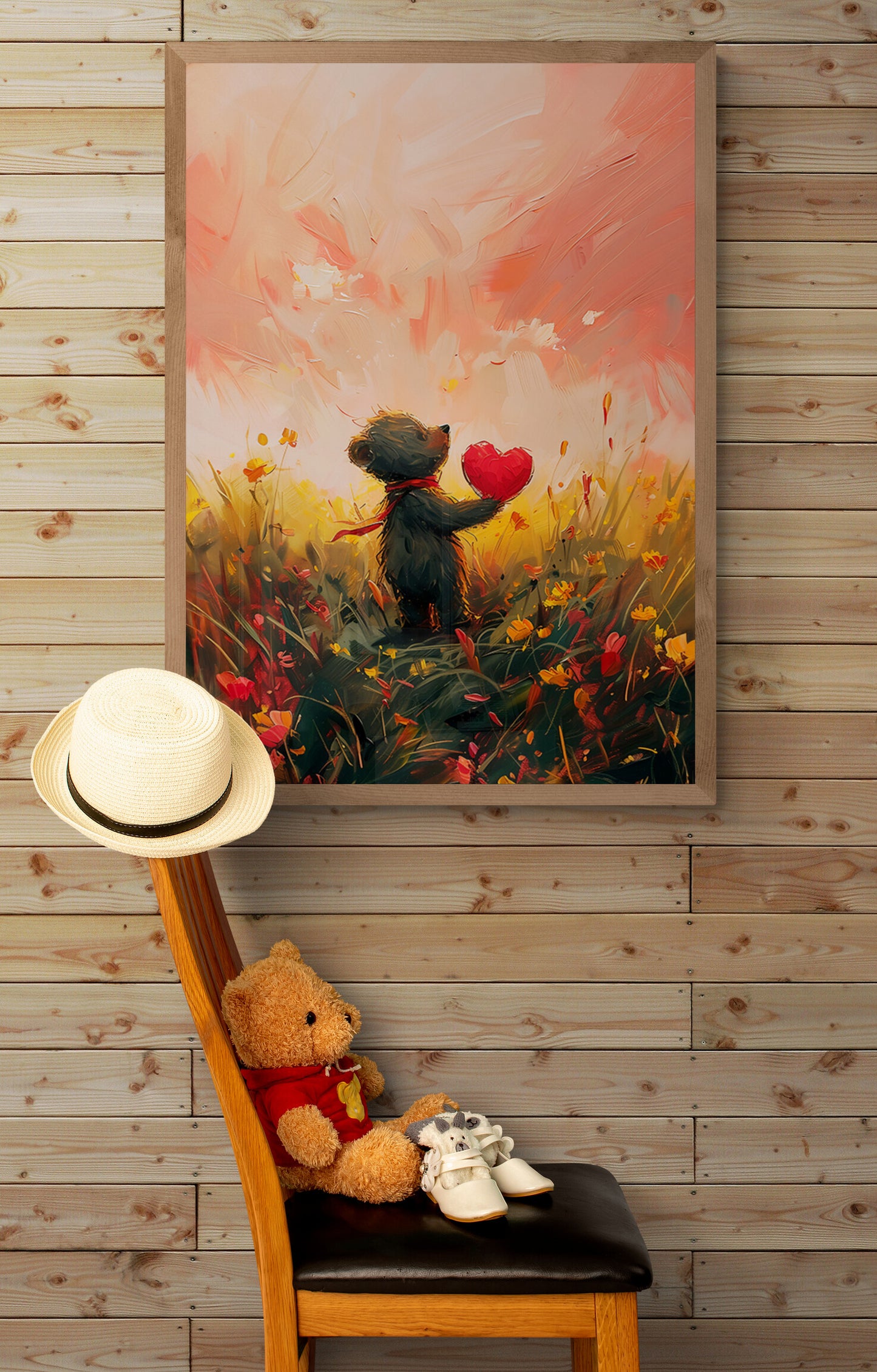 A Little Love to Give – Nursery Poster Print, Cute Teddy Baby Room Wall Art, Available Framed