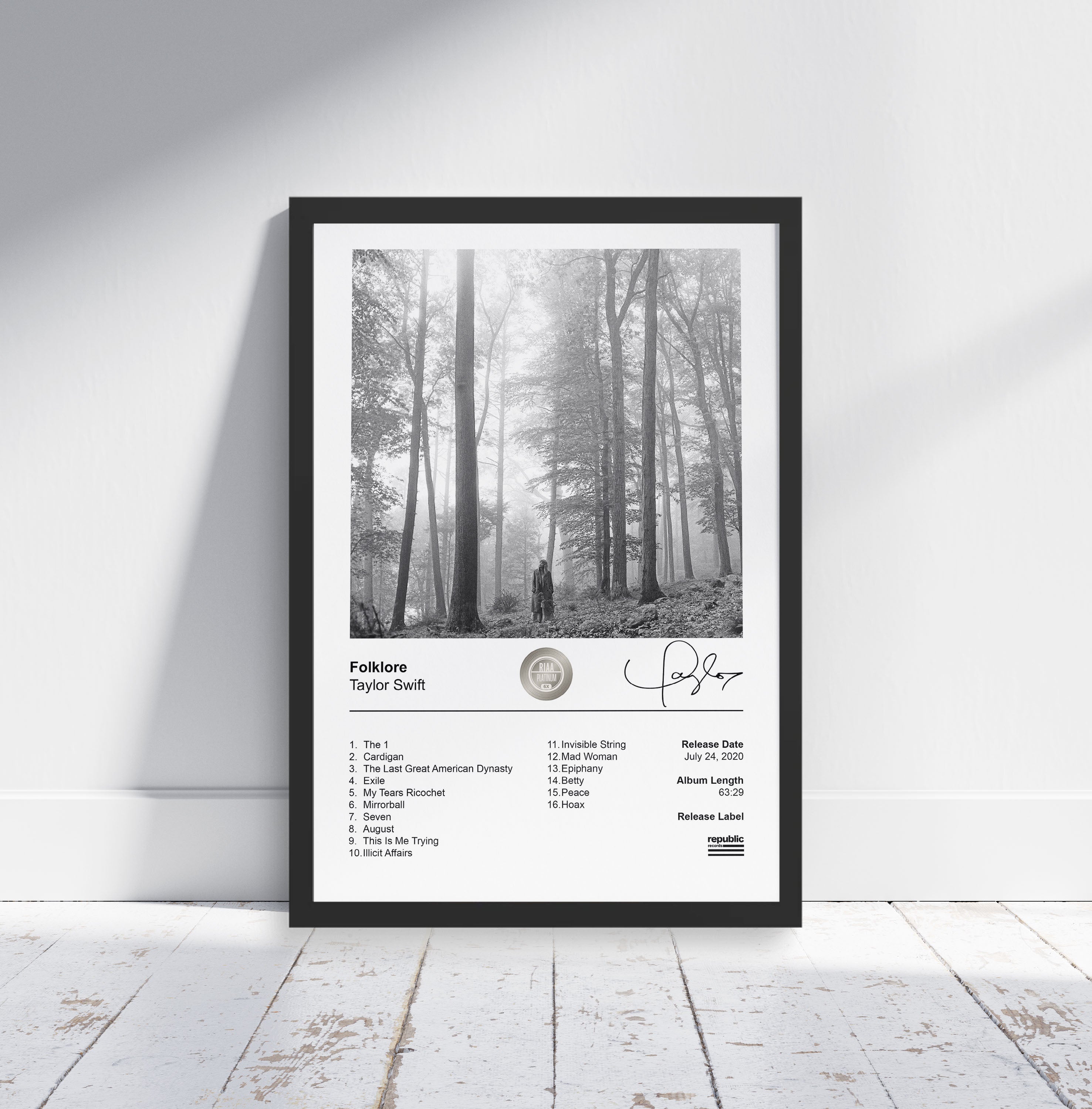 Taylor Swift Poster - Folklore Album Cover Poster Print – Ink and