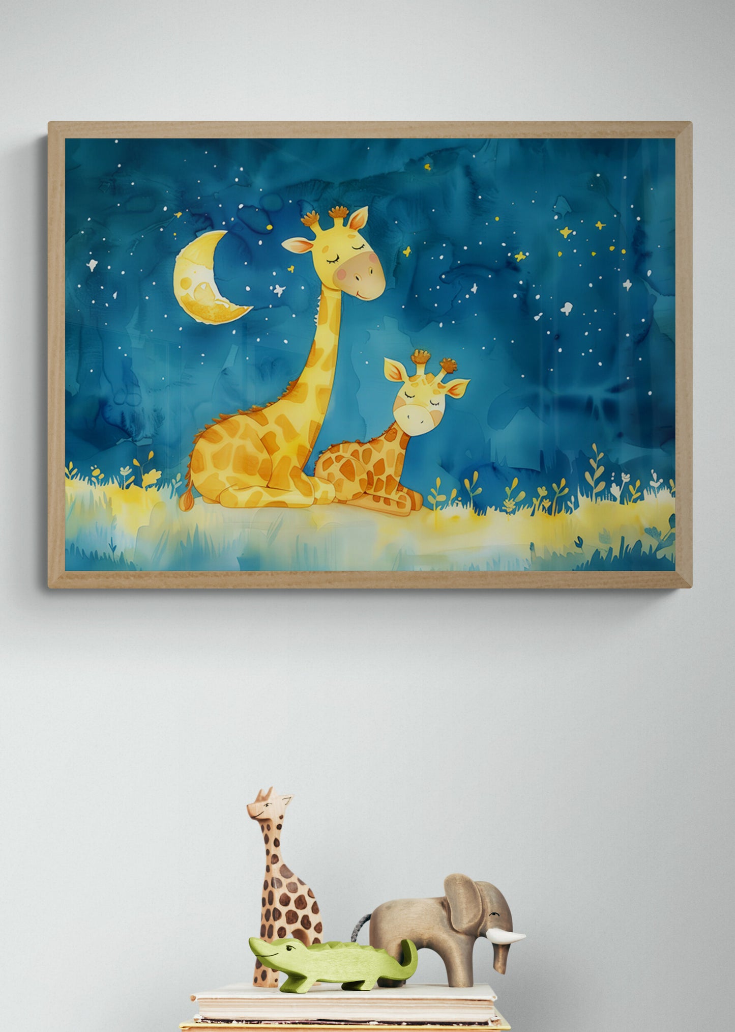 Moonbeam Dreams – Nursery Poster Print, Cute Animal Baby Room Wall Art, Available Framed