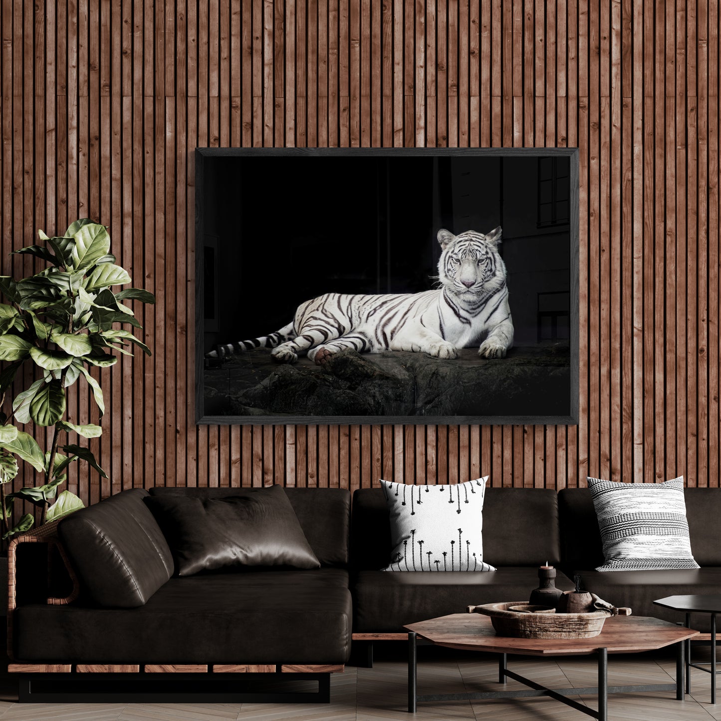 Ivory Empress – Big Cat Wall Art Poster Print, Modern Contemporary White Tiger Design, Available Framed