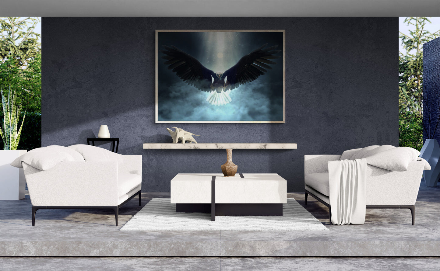 Ascend Through the Storm – Bird Wall Art Poster Print, Vibrant Eagle Design, Available Framed