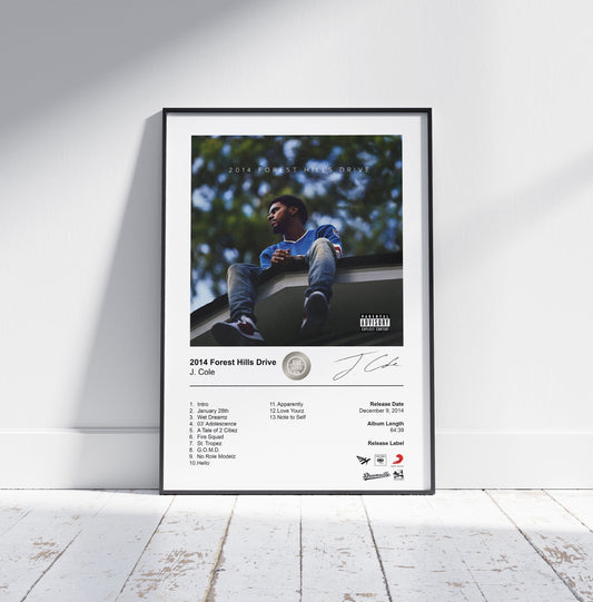 J. Cole Poster - 2014 Forest Hills Drive Album Cover Poster Print