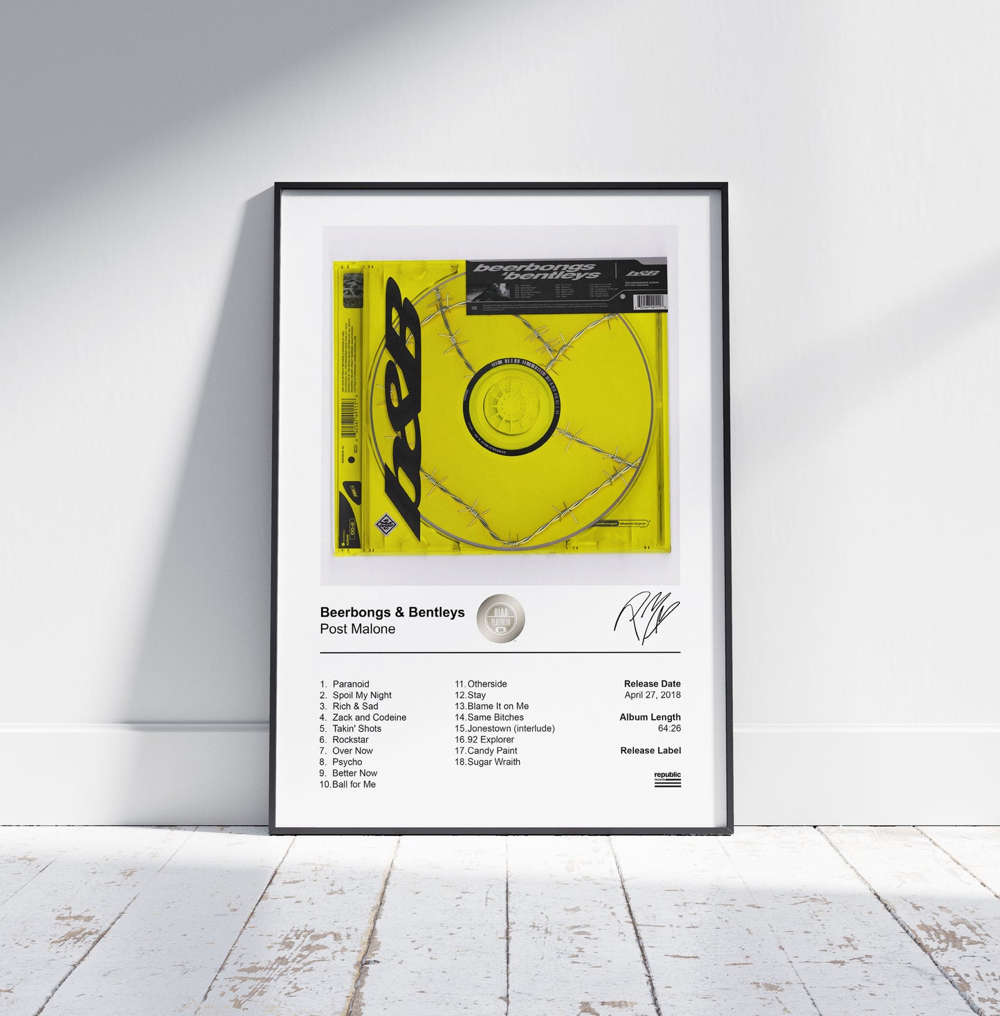 Post Malone Poster - Beerbongs & Bentleys Album Cover Poster Print