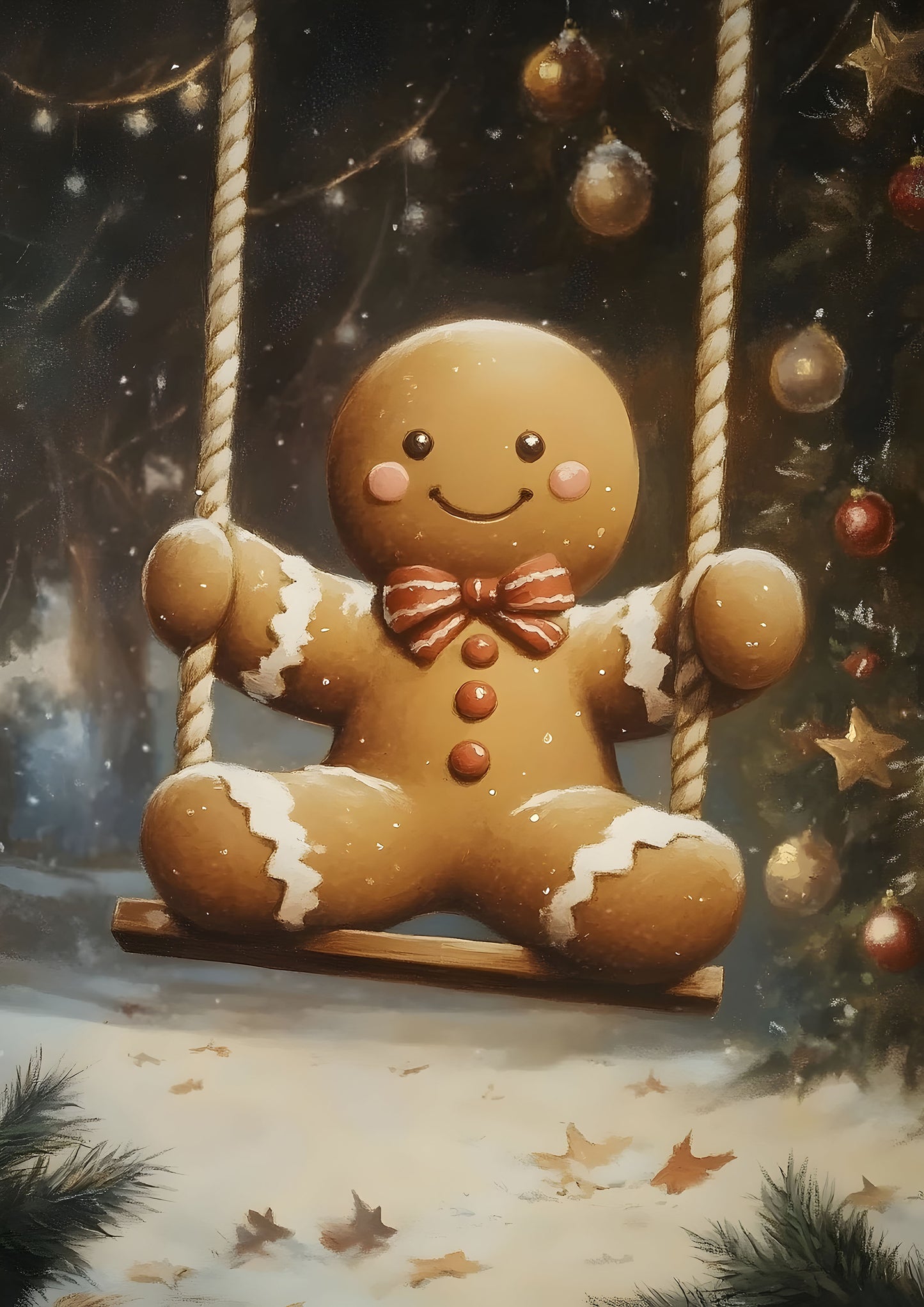 Sugarplum Ride - Christmas Poster Print, Gingerbread Man Wall Art, Available Framed