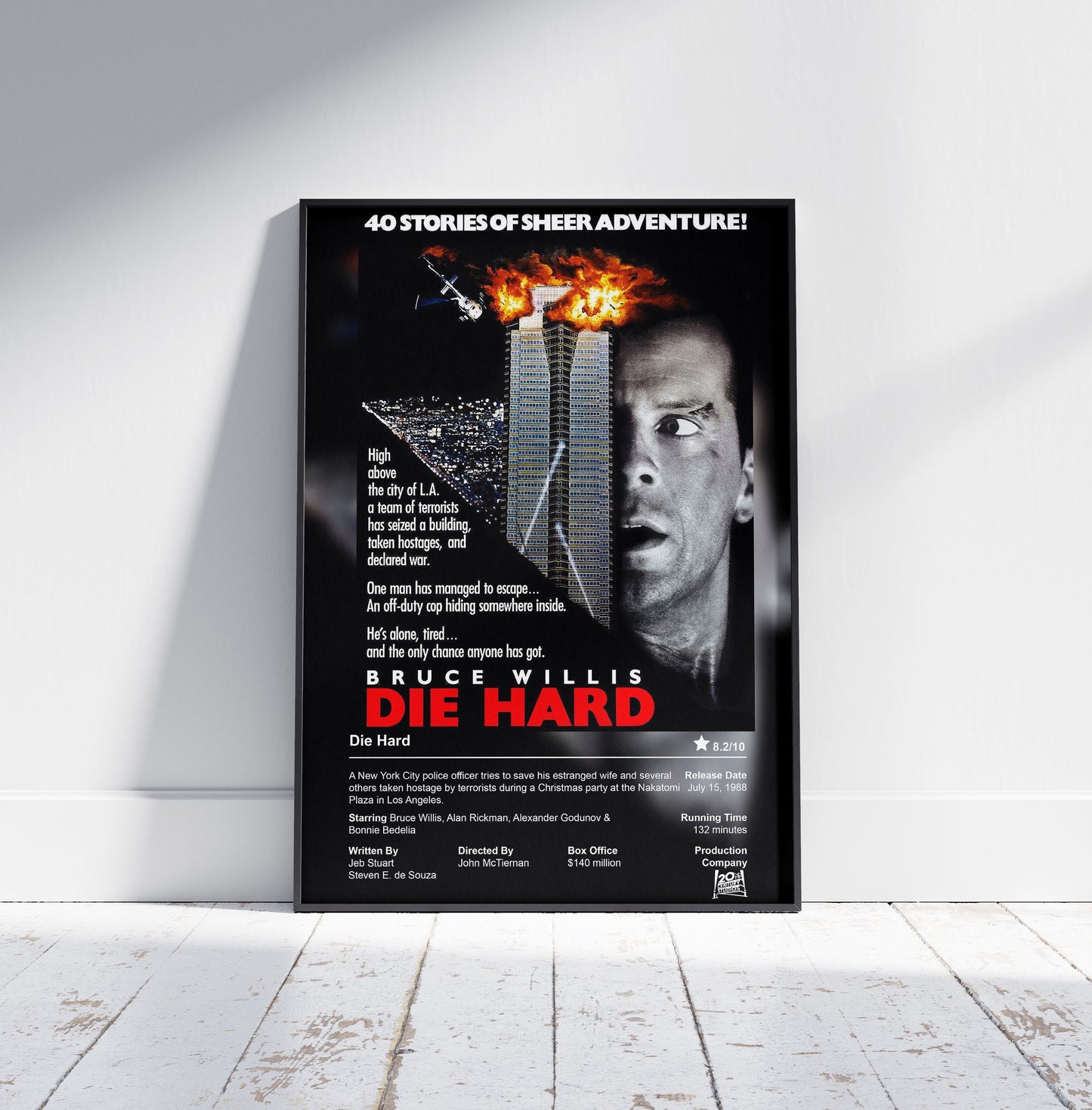 Die Hard Movie Poster - Bruce Willis 1988 Action Thriller Film Poster Print