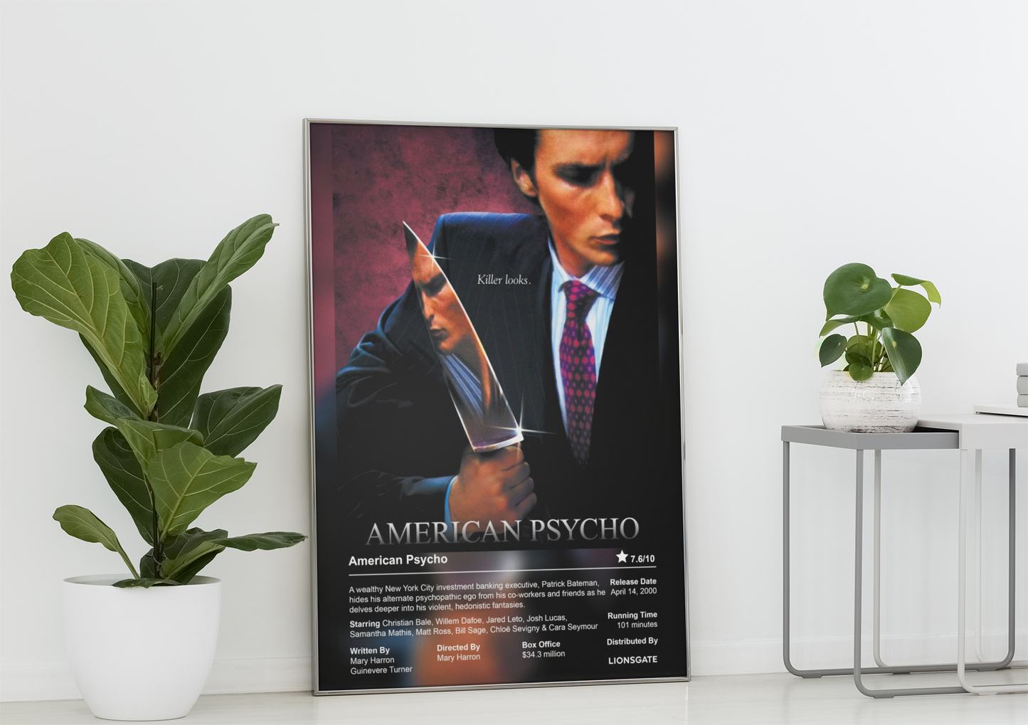 American Psycho Movie Poster - Christian Bale 2000 Psychological Horror Film Poster Print