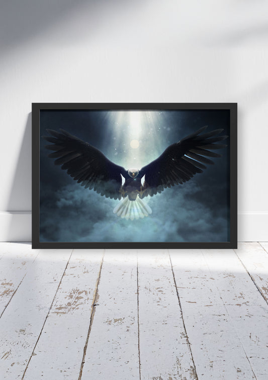 Ascend Through the Storm  – Bird Wall Art Poster Print, Vibrant Eagle Design, Available Framed
