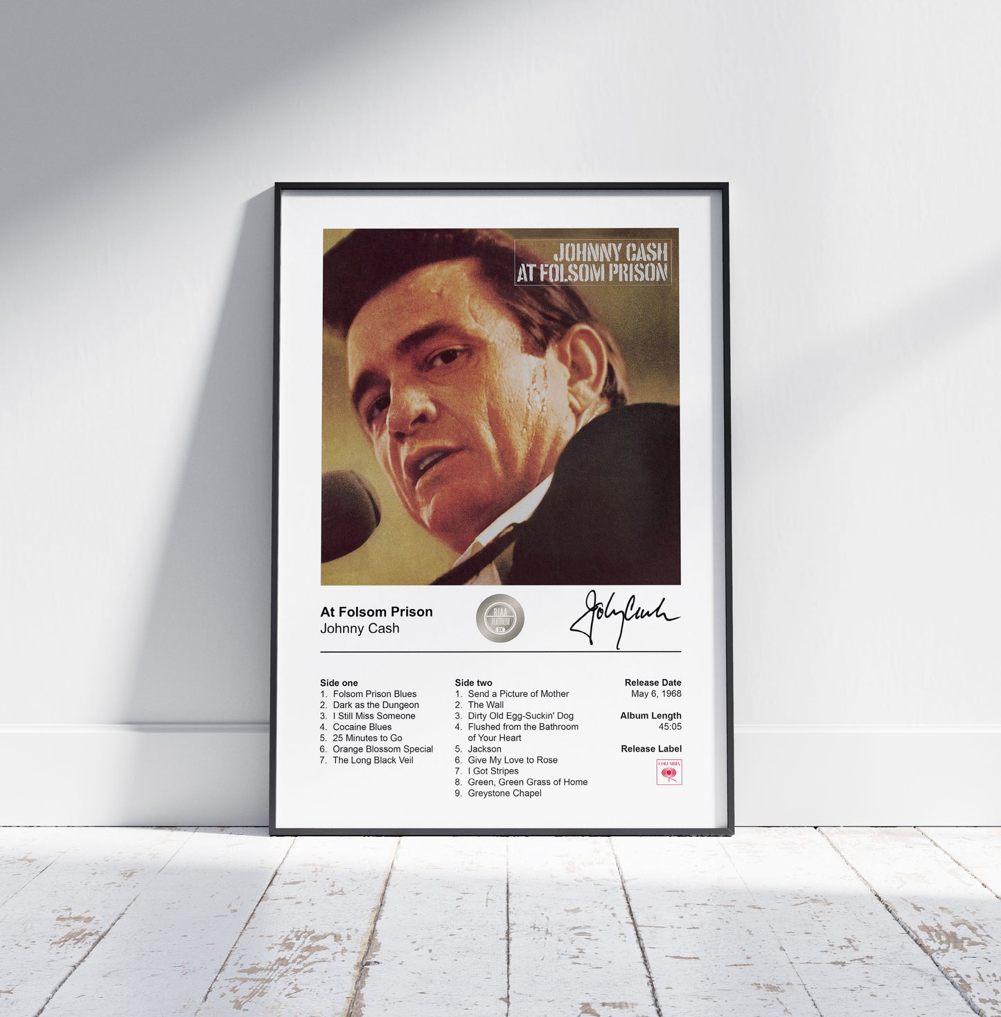 Johnny Cash Poster - At Folsom Prison Album Cover Poster Print