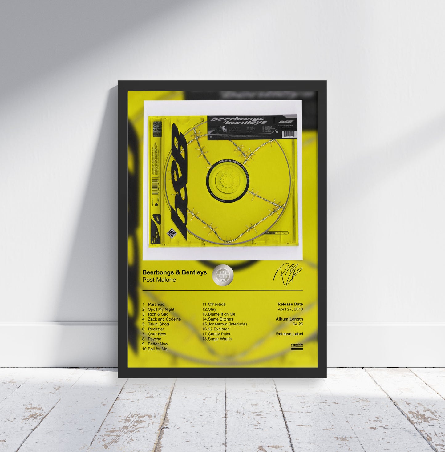 Post Malone Poster - Beerbongs & Bentleys Album Cover Poster Print - STUDIO EDITION