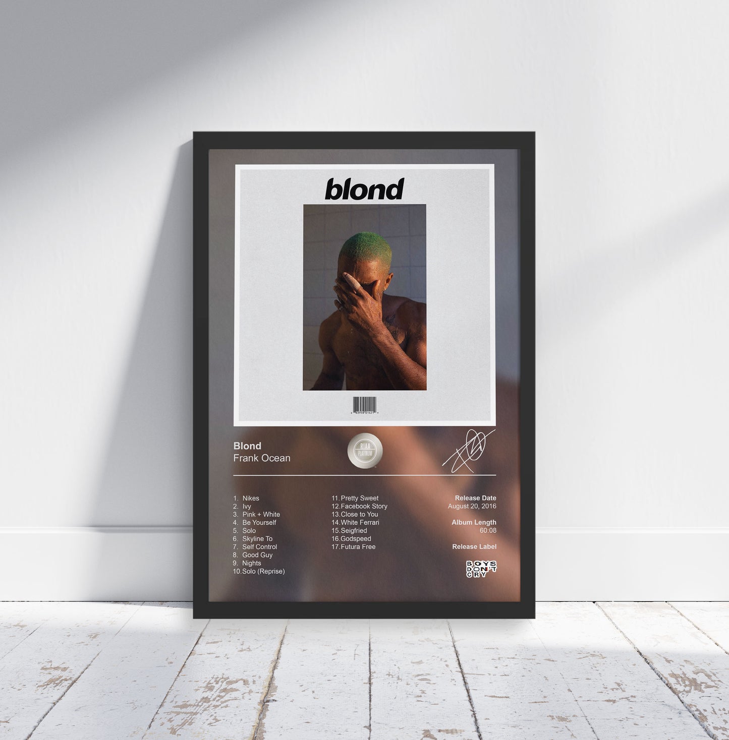 Frank Ocean Poster - Blond Album Cover Poster Print - STUDIO EDITION