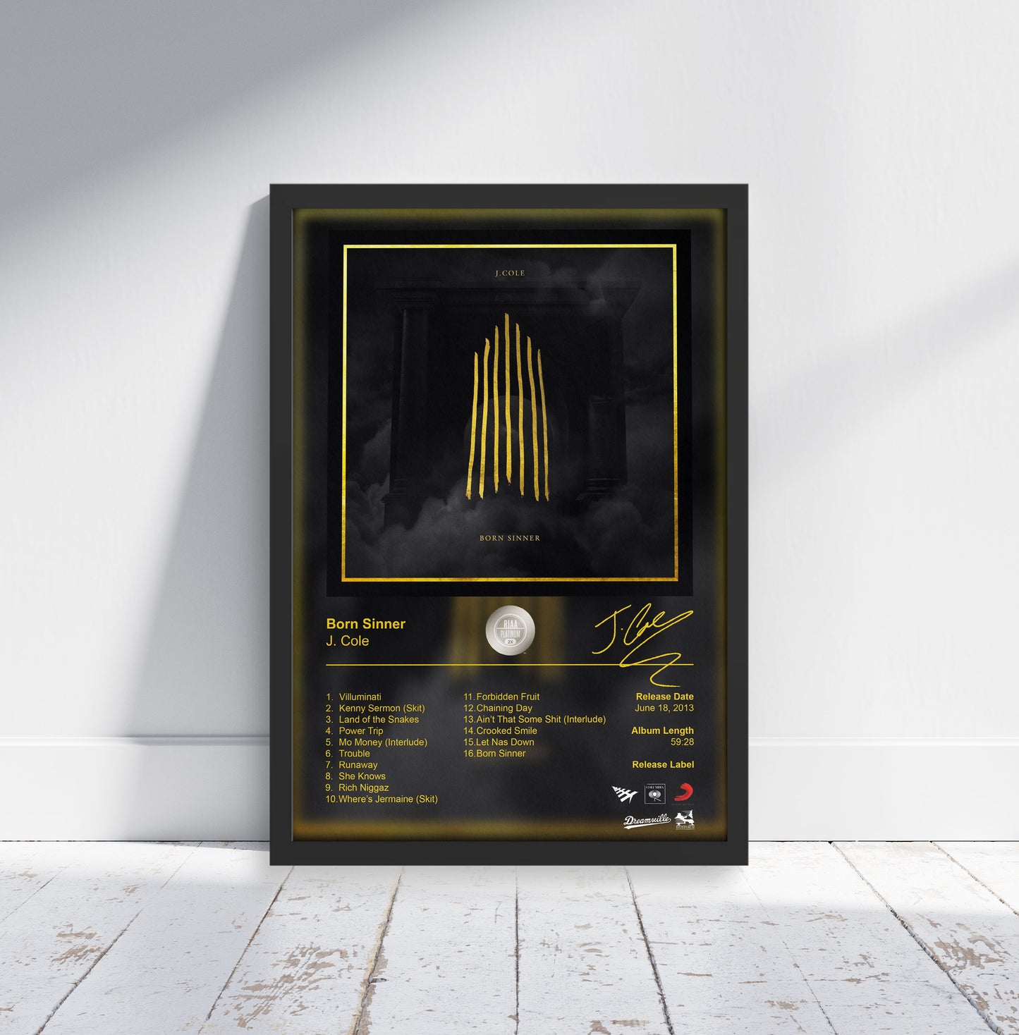 J. Cole Poster - Born Sinner Album Cover Poster Print - STUDIO EDITION