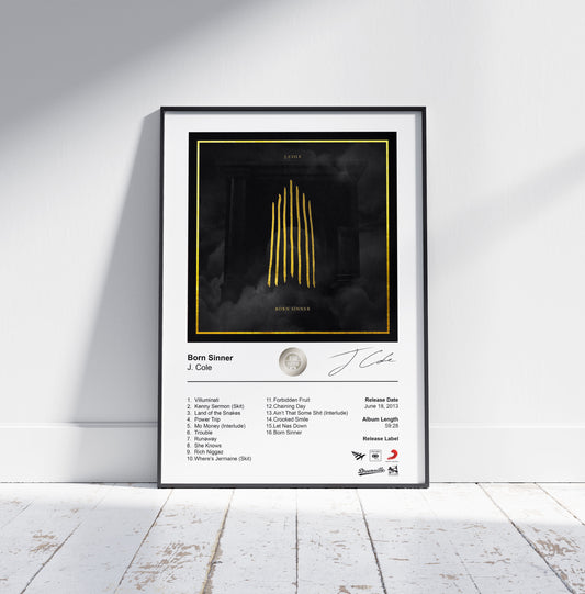 J. Cole Poster - Born Sinner Album Cover Poster Print