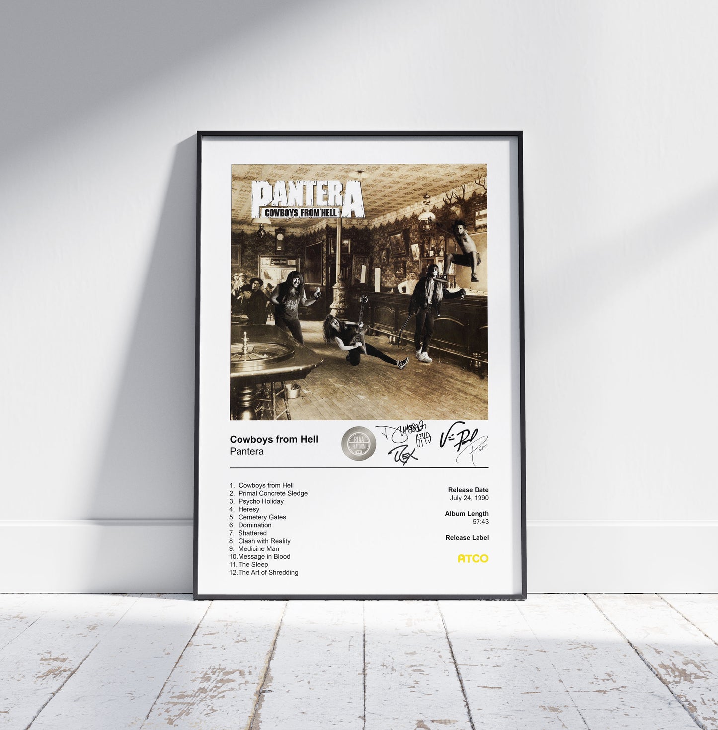 Pantera Poster - Cowboys From Hell Album Cover Poster Print