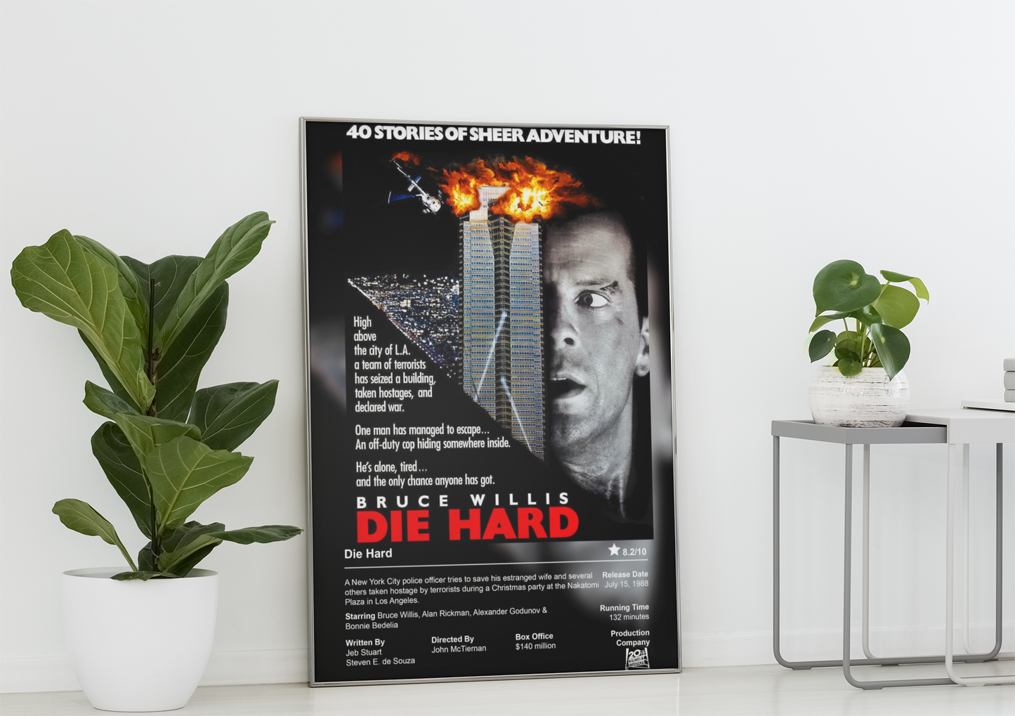 Die Hard Movie Poster - Bruce Willis 1988 Action Thriller Film Poster Print