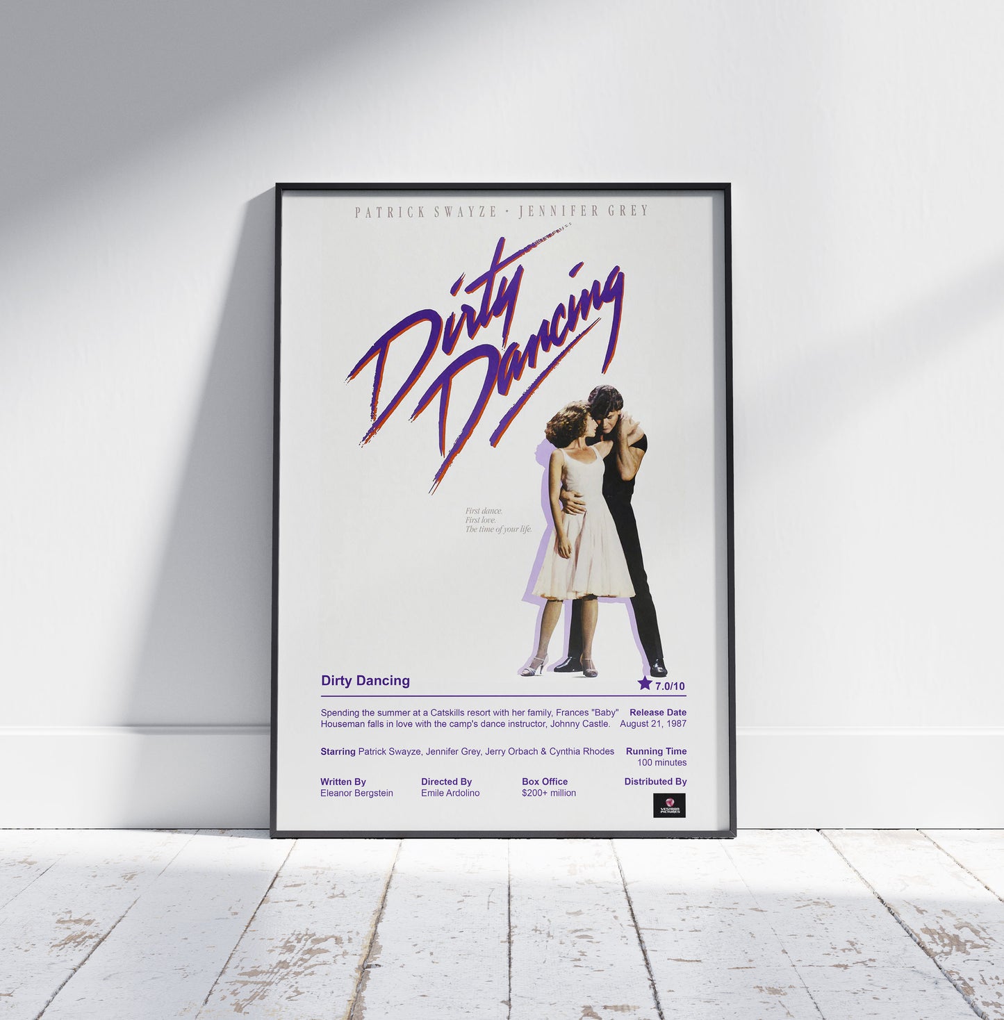 Dirty Dancing Movie Poster - Patrick Swayze Jennifer Grey 1987 Romantic Drama Dance Film Poster Print