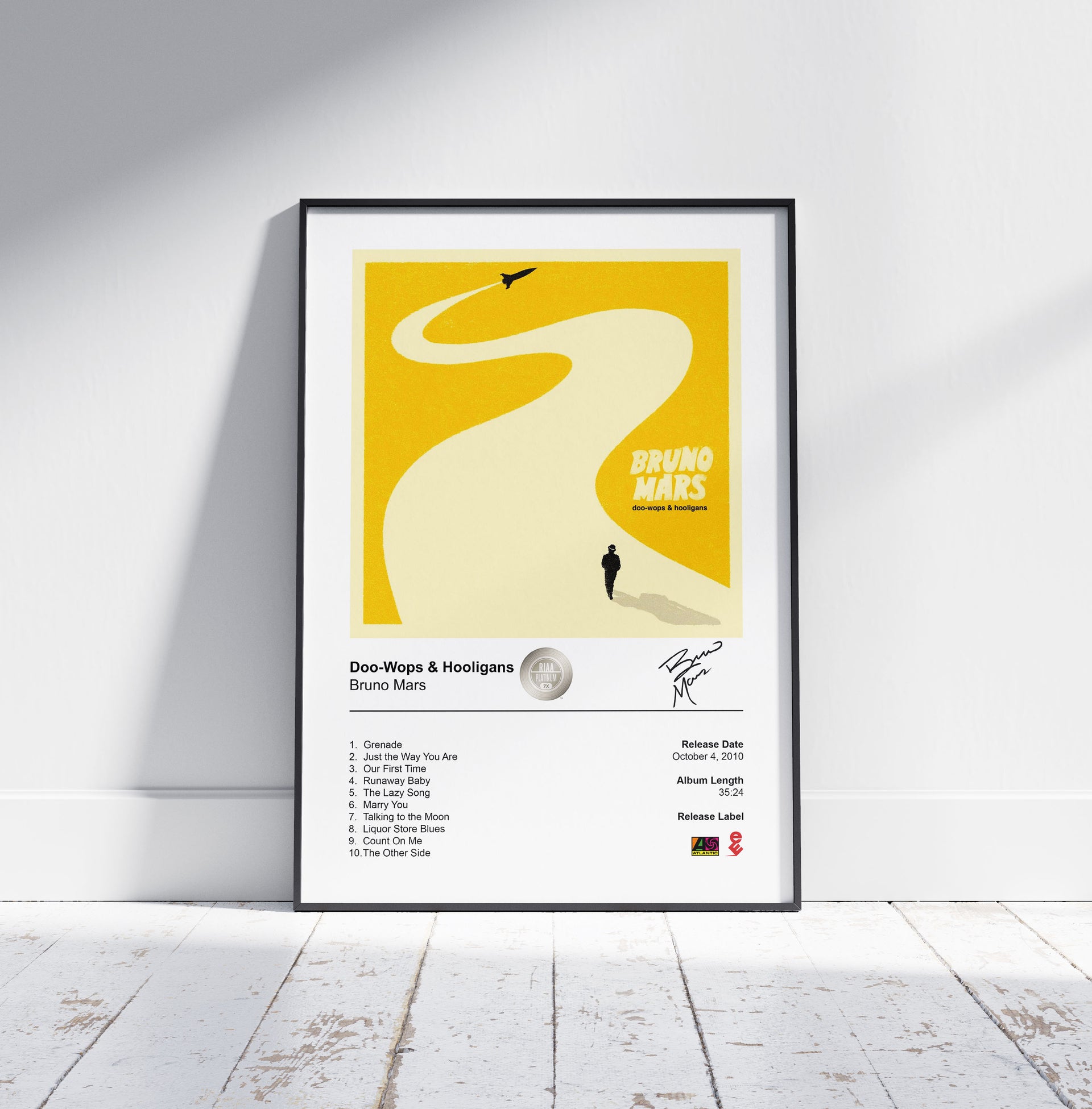 Bruno Mars Poster - Doo-Wops \u0026 Hooligans Album Cover Poster Print, image size:1920x1951