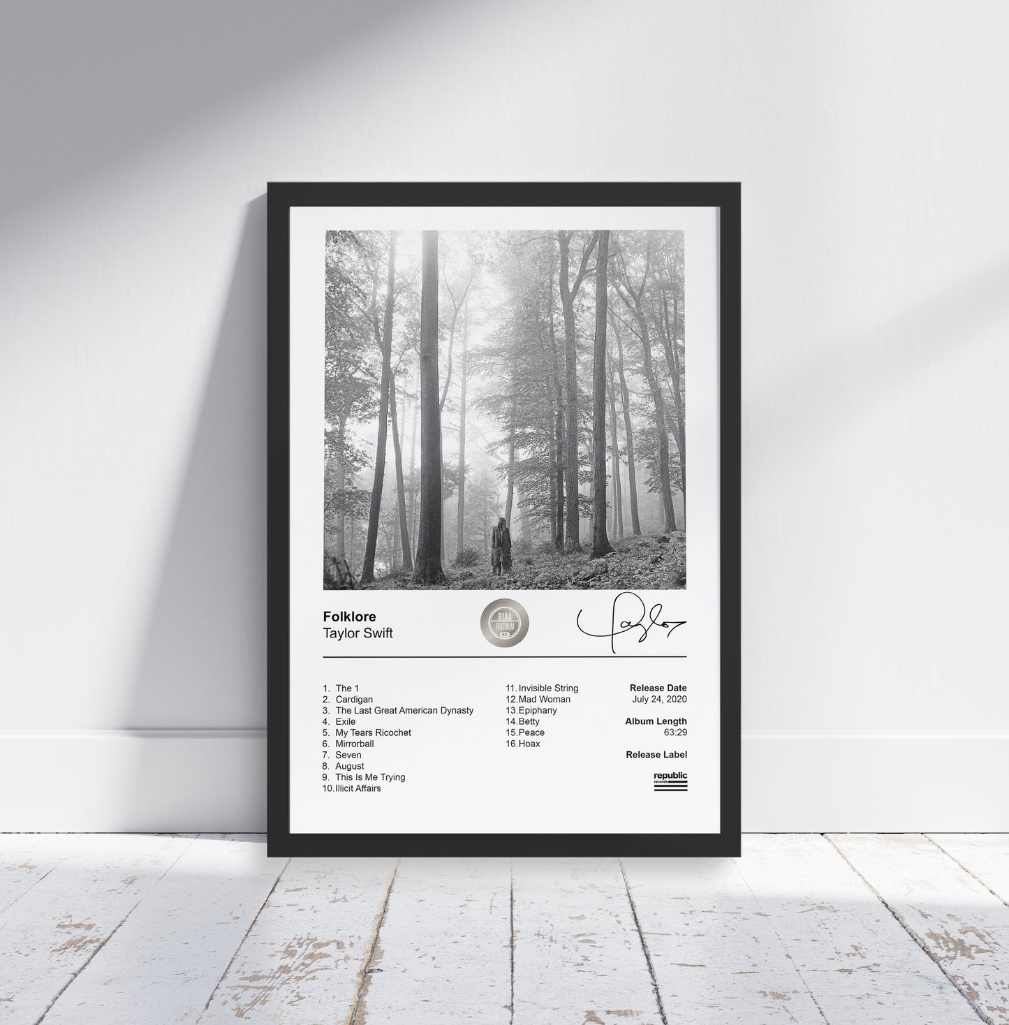 Taylor Swift Poster - Folklore Album Cover Poster Print