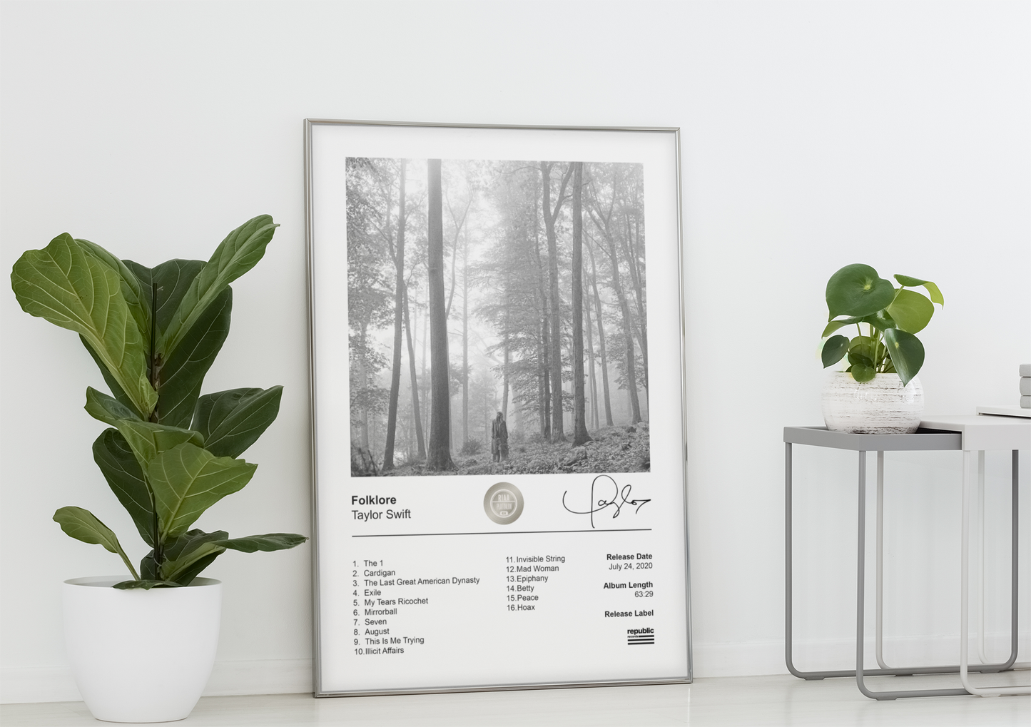 Taylor Swift Poster - Folklore Album Cover Poster Print