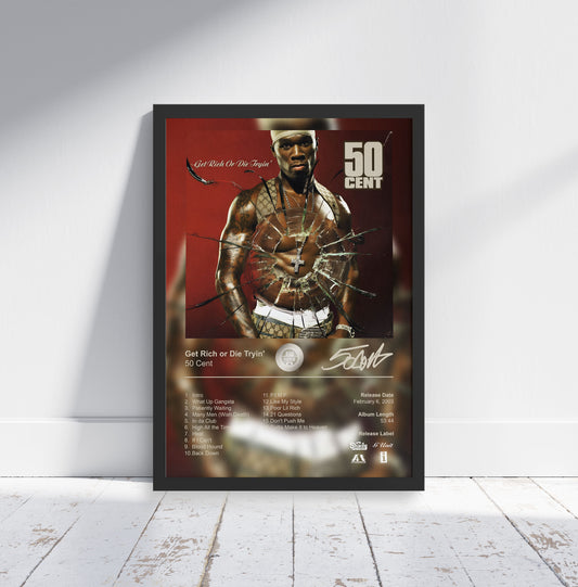 50 Cent Poster - Get Rich or Die Tryin' Album Cover Poster Print - STUDIO EDITION