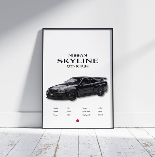 Nissan Skyline GT-R R34 Poster Print