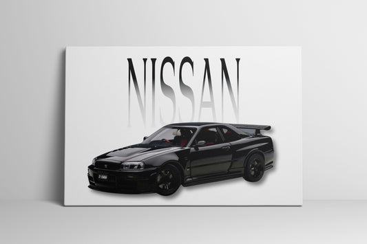 Nissan Skyline GT-R R34 Wrapped Canvas