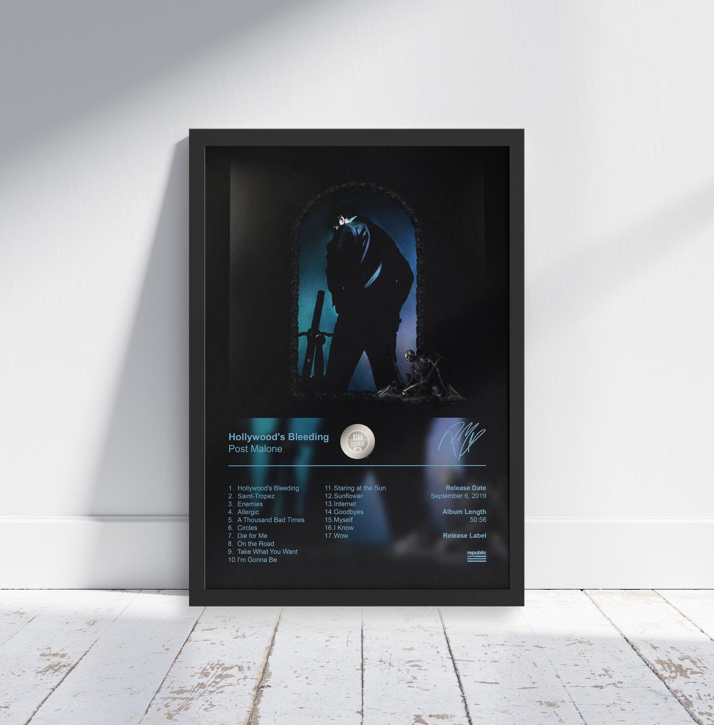 Post Malone Poster - Hollywood's Bleeding Album Cover Poster Print - STUDIO EDITION