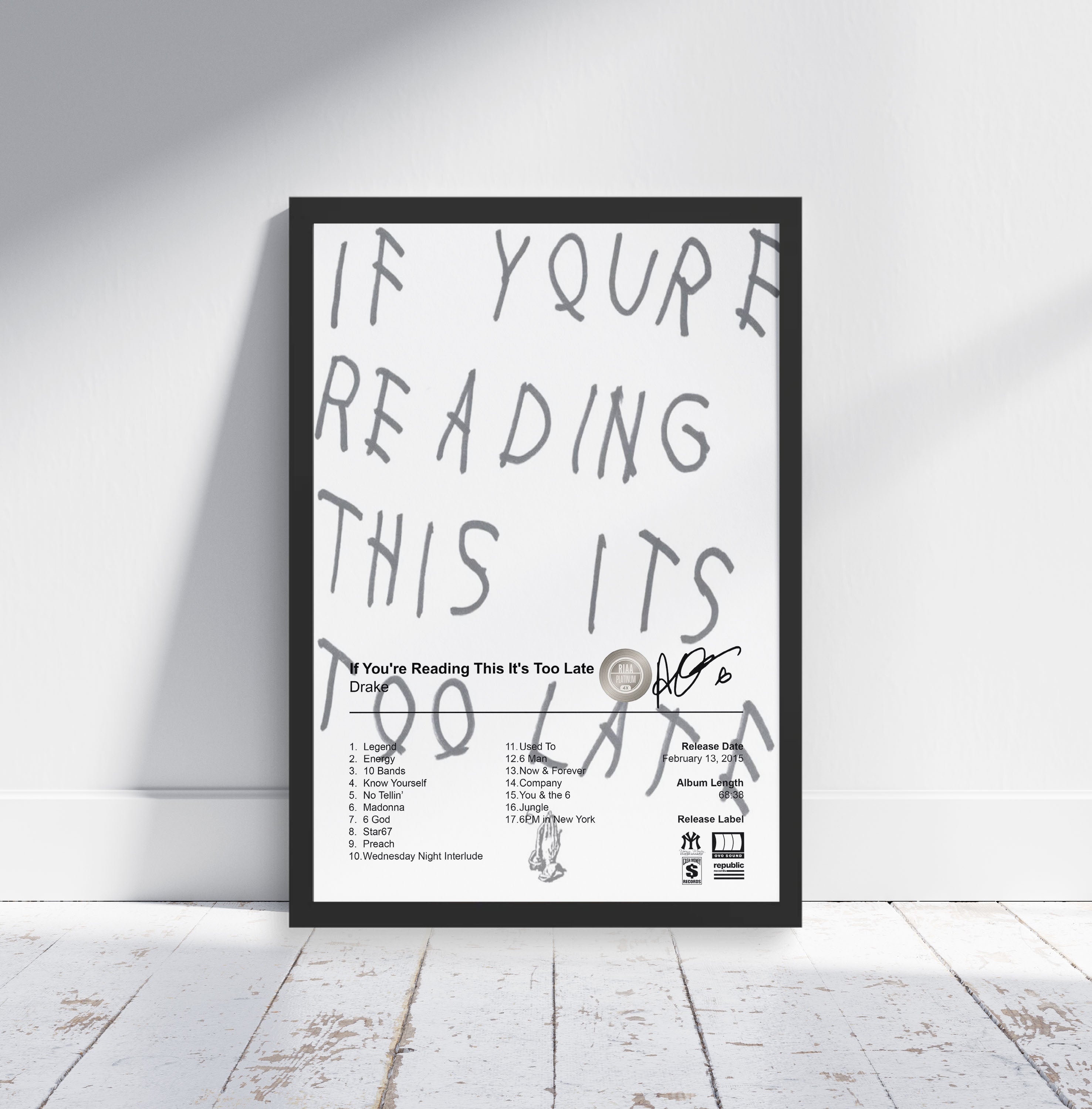 Drake Poster - If You're Reading This It's Too Late Album Cover Poster ...