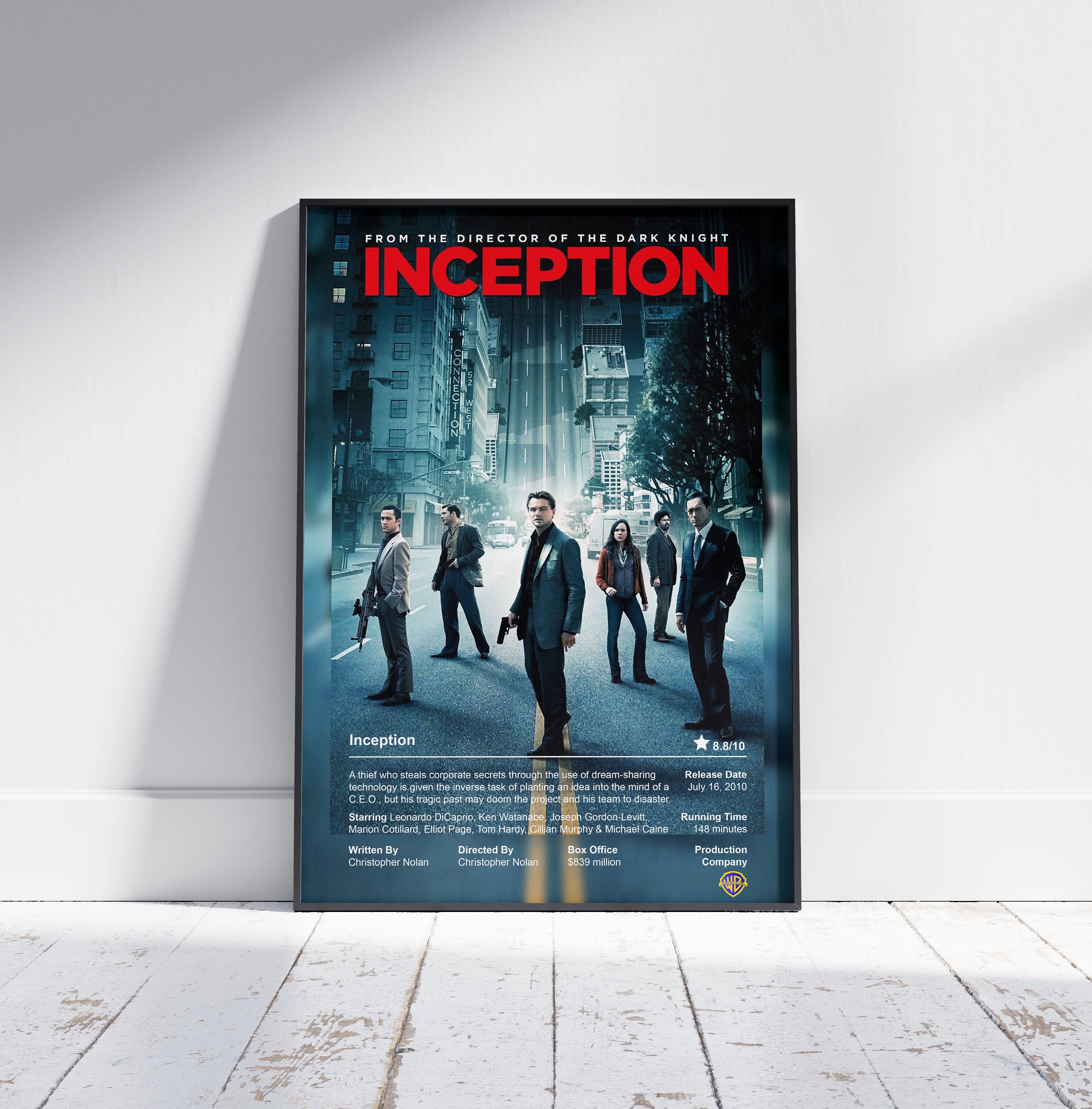 Inception Movie Poster - Leonardo DiCaprio 2010 Psychological Drama Fi ...