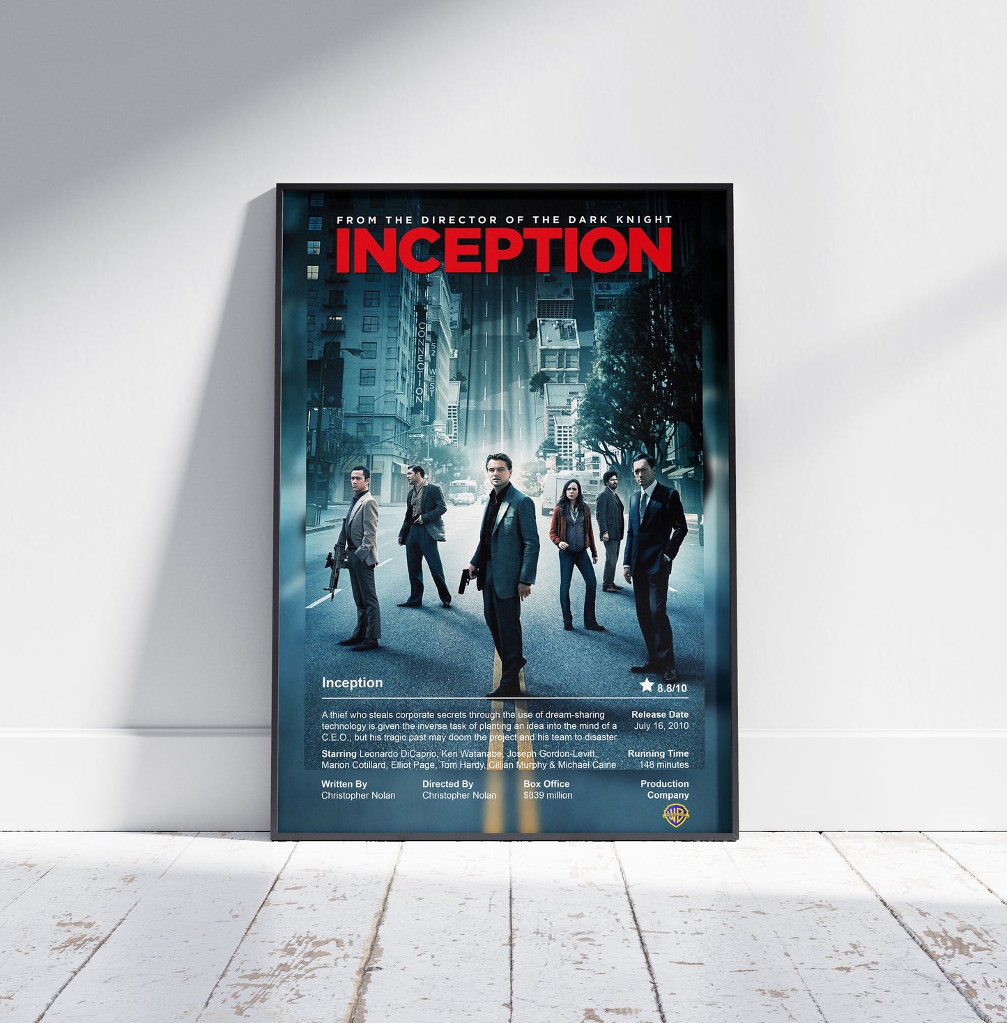 Inception Movie Poster - Leonardo DiCaprio 2010 Psychological Drama Film Poster Print