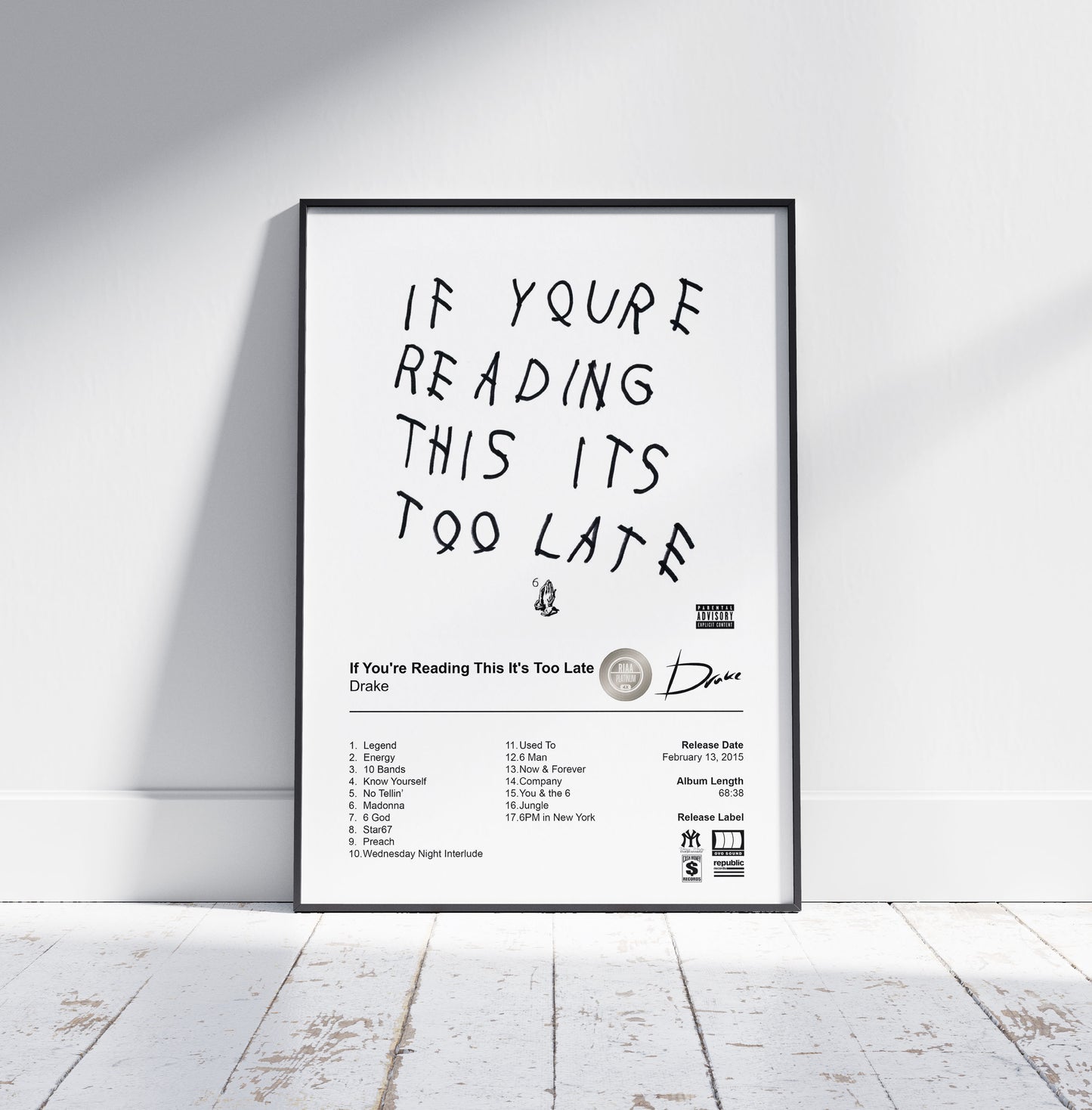 Drake Poster - If You're Reading This It's Too Late Album Cover Poster Print