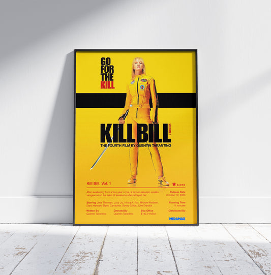 Kill Bill Movie Poster - Uma Thurman 2003 Martial Arts Film Poster Print