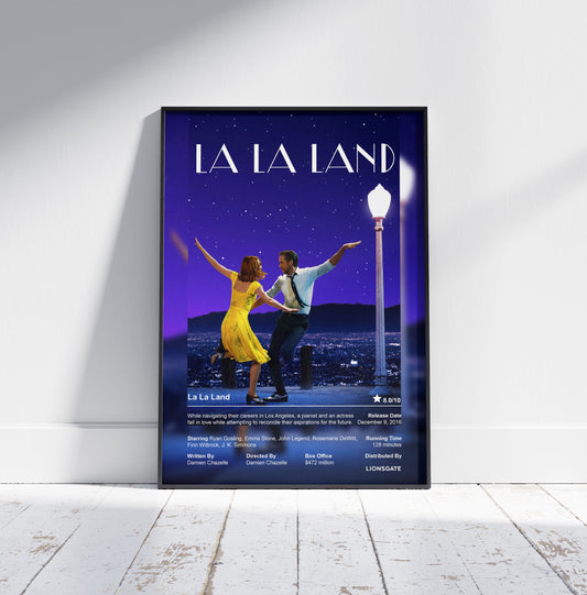 La La Land Movie Poster - Ryan Gosling Emma Stone 2016 Musical Romance Film Poster Print