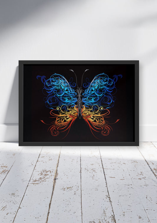 Zenith Bloom  – Butterfly Wall Art Poster Print, Vibrant Contemporary Design, Available Framed
