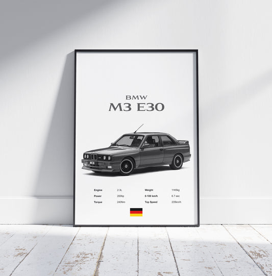 BMW M3 Е30 Poster Print