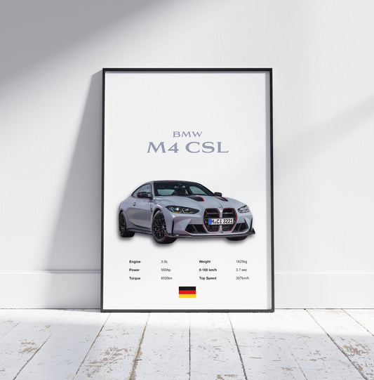 BMW M4 CSL Poster Print