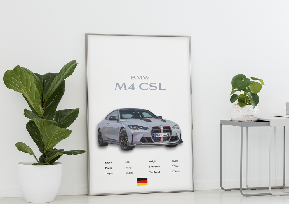 BMW M4 CSL Car Poster – Dream Sports Car Wall Art, Prints & Framed Art ...