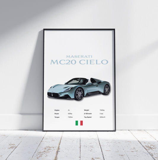 Maserati MC20 Cielo Poster Print