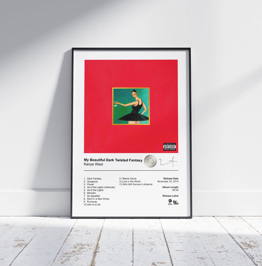 Kanye West Poster - My Beautiful Dark Twisted Fantasy Album Cover Poster Print