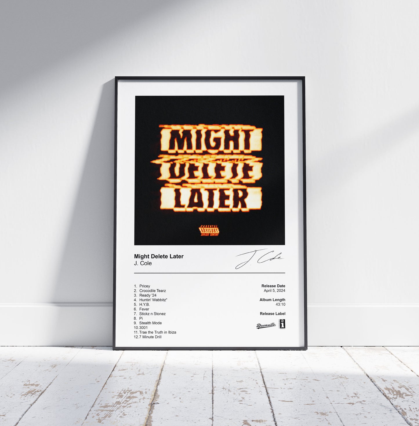 J. Cole Poster - Might Delete Later Album Cover Poster Print