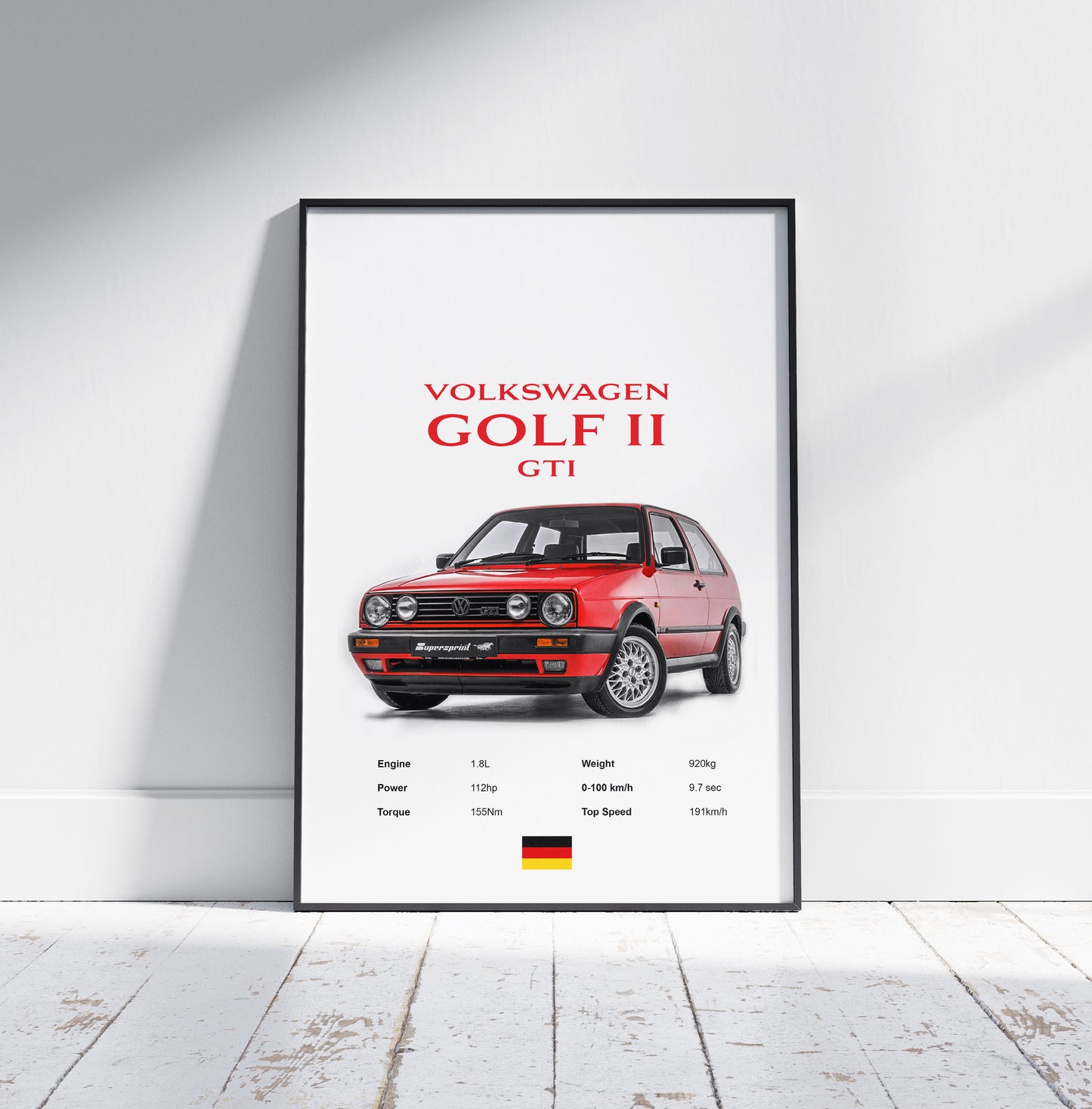 Volkswagen Golf Mk2 GTI Poster Print