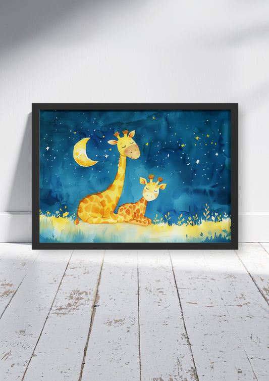 Moonbeam Dreams – Nursery Poster Print, Cute Animal Baby Room Wall Art, Available Framed