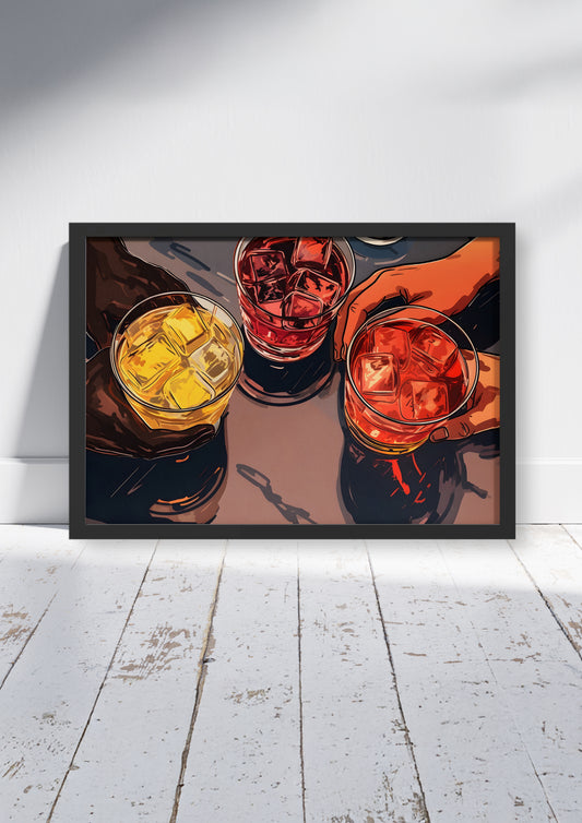 Nocturnal Nectar  – Cocktail Poster Print, Vibrant Home Bar Wall Art, Available Framed