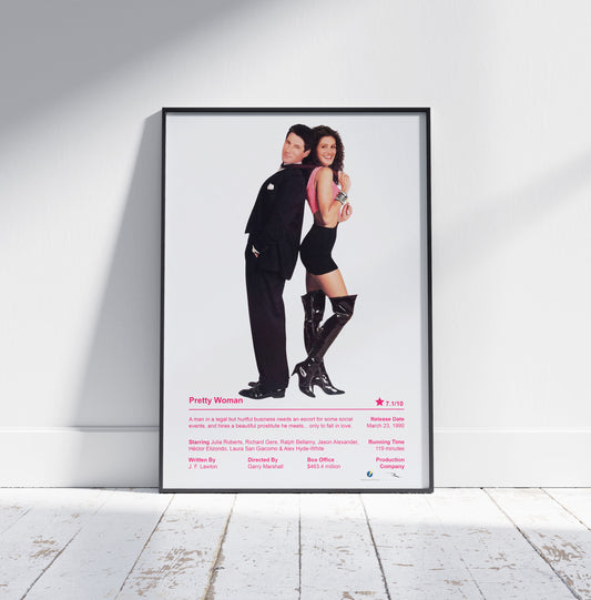 Pretty Woman Movie Poster - Richard Gere Julia Roberts 1990 Romantic Comedy Film Poster Print